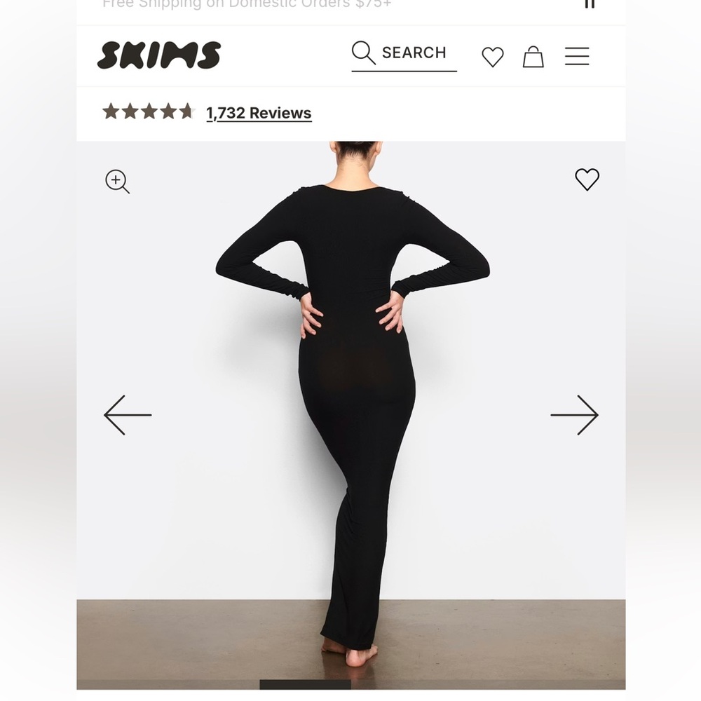 SKIMS Black Long Sleeve Dress